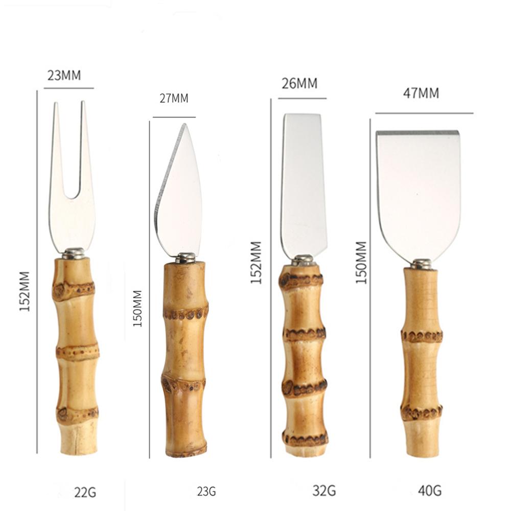 Набор бамбуковых ножей для сыра, столовые приборы для сыра из нержавеющей стали, мини-нож для сыра, нож для масла, лопатка и вилка
