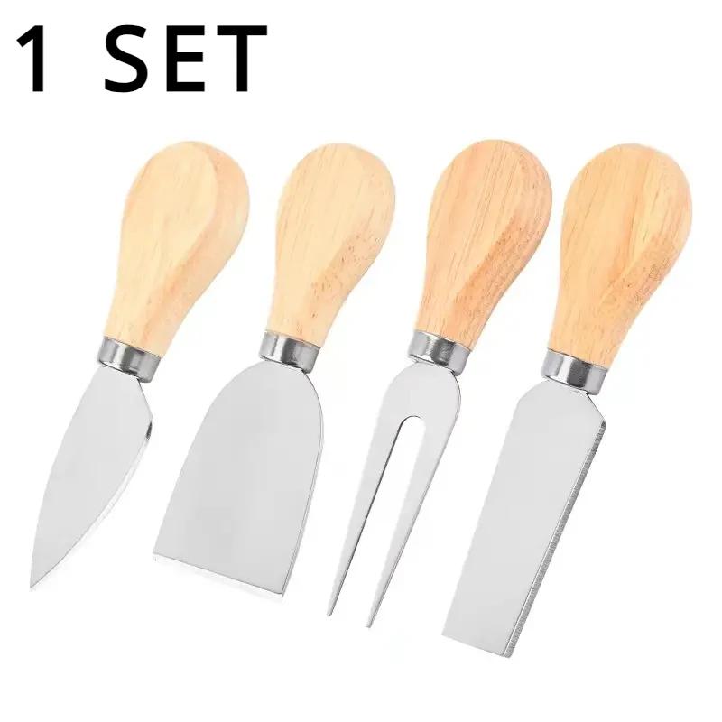 Нож для сыра с ручкой из дуба, набор ножей для сыра, нож для масла, нож для пиццы, нож для запеченного сыра из нержавеющей стали